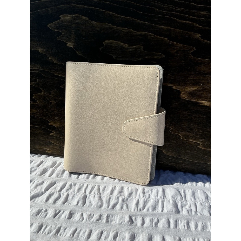 Cream Faux Leather Planner Notebook with Snap Closure - Picture 3 of 8